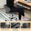 Stool on Casters, PU Massage Stool with Adjustable Height 73-88 cm and Backrest, 360 degrees Swivel, Grey