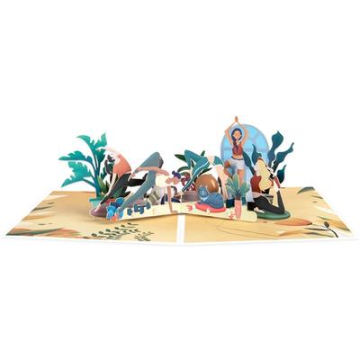 Открытка на День Рождения Pop-up Открытка для Детей на День Рождения 3D Йога Женщина Поздравительная Открытка с Конвертом для Свадьбы Дня Рождения Дня Святого Валентина