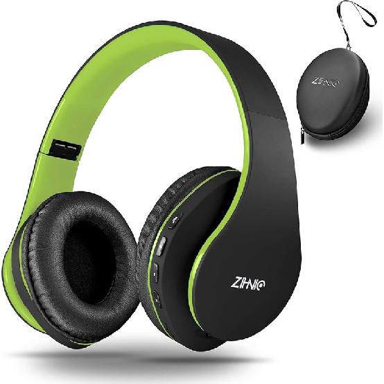 ZIHNIC Bluetooth Headphones Over-Ear, Foldable Wireless and Wired Stereo Headset Micro SD/TF, FM for Cell Phone,PC,Soft Earmuffs &Light Weight for