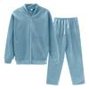 Women's Two-piece Casual Solid Color Ribbed Long Sleeved Sweatshirt And Pants Set