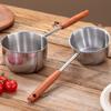 Wooden Handle Milk Pan Long-handled Oil Splashing Gadget  for Preventing Hot Oil From Scorching