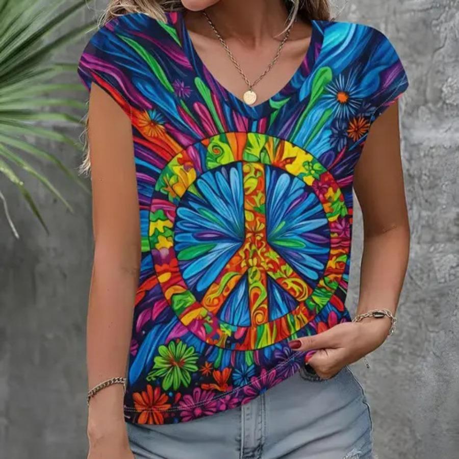 Женская модная летняя новая повседневная универсальная футболка с принтом