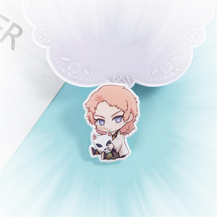 Anime Demon Slayer Badge Brooch Pin Cospaly Cartoon Sabito Makomo Acrylic Pins Costume Prop