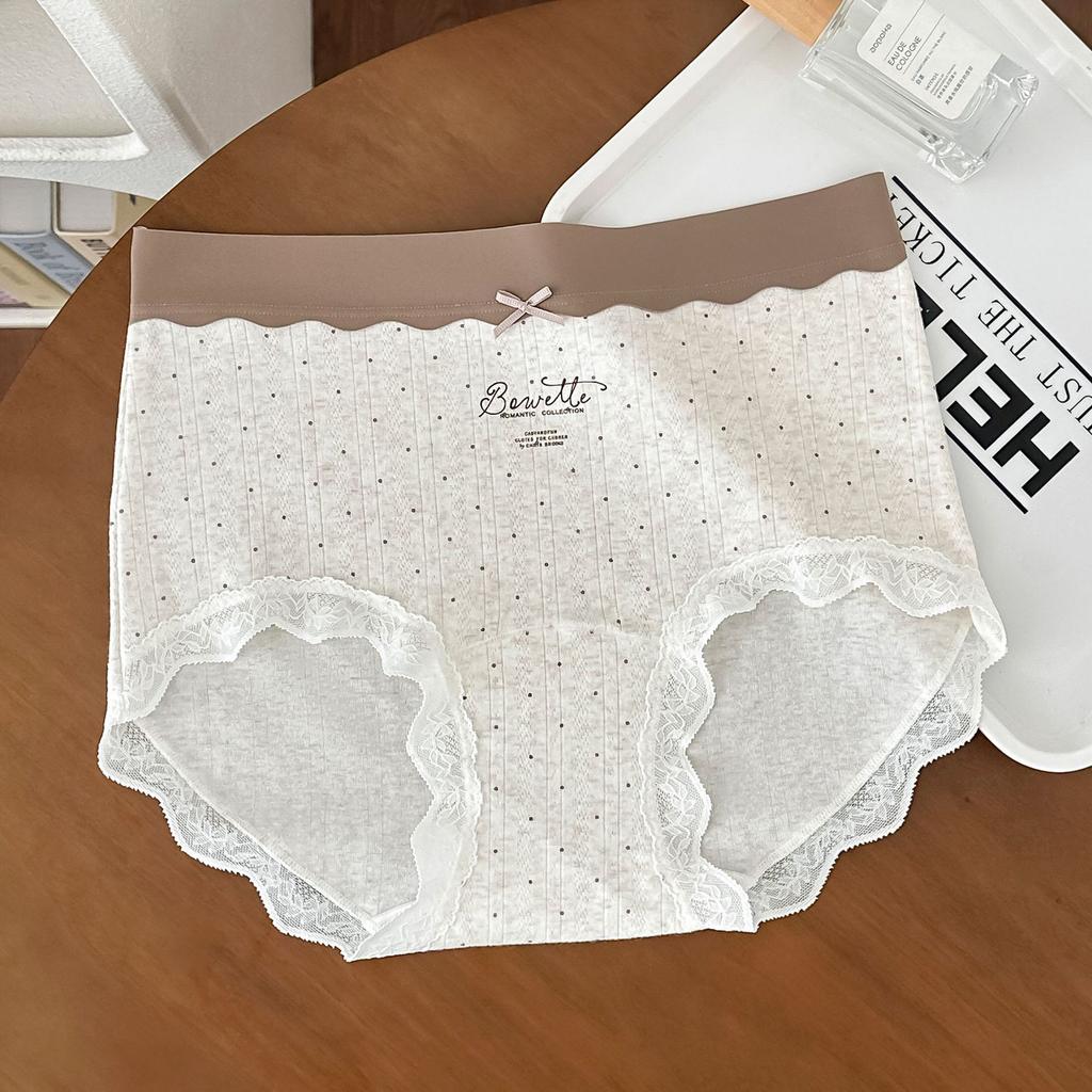 Women's Summer Cotton Jacquard Print 10A Bacteri Resistant Mid Waist Breathable Briefs
