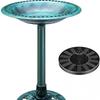 Outdoor Bird Bath With Pump Fountain - Minimalist Plastic Feeder Water Basin Medium Birds Green Or Bronze