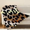 Lightweight Leopard Print Flannel Throw, Soft & Cozy Home Couch Car Blanket, Portable for Naps & Relaxing, Ideal for Halloween & Christmas