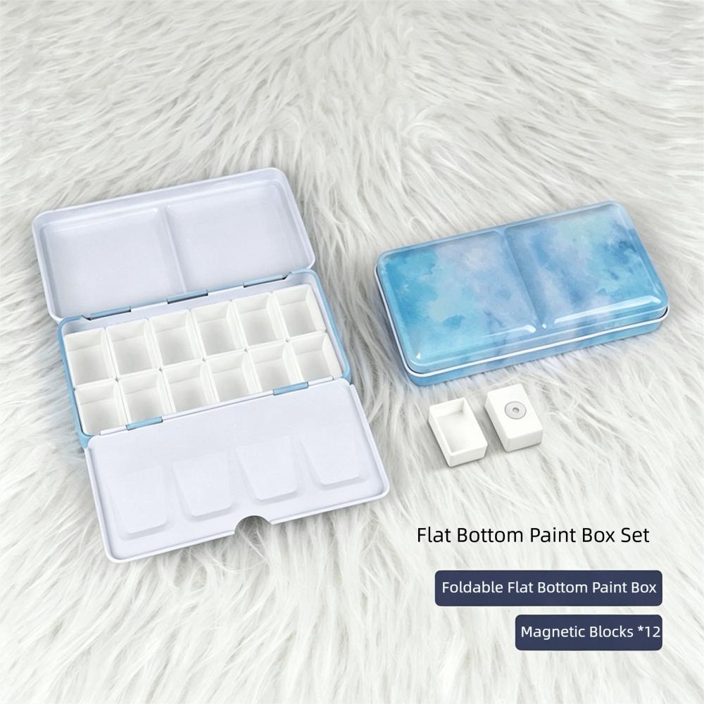 Metal Construction Watercolor Paint Box Small Size Folding Paint Box  For Gouache Painting