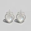 Женские модные аксессуары Ежедневные серьги с лунным камнем в форме сердца