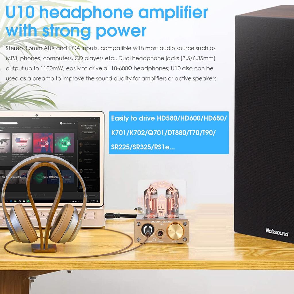 Douk Audio U10 Мини Ламповые Наушники HiFi Стерео для Домашних Акустических Систем Усилитель, Предусилитель,