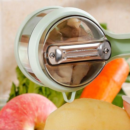 Овощечистка из нержавеющей стали с контейнером для сбора очистков Двусторонняя эффективная машина для чистки Многофункциональные овощечистки для домашней кухни