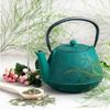 Théière en fonte Hanami vert émeraude 1,2 L + 4 pailles en inox