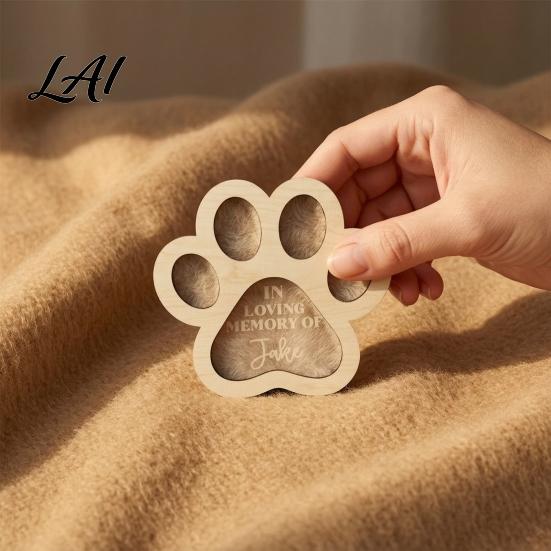Pet Loss Gift for Owners Hair Keepsake Box Cute Paw Shape Memorial Wooden Box Fur Dogs And Cats Sympathy Dog
