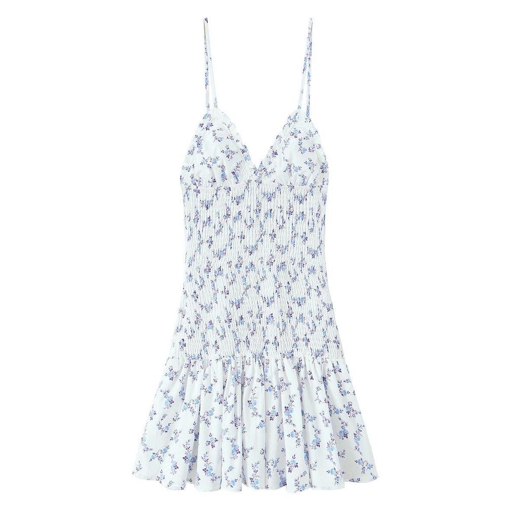 2025 Summer Floral Print V-Neck Pullover Slim Sundress