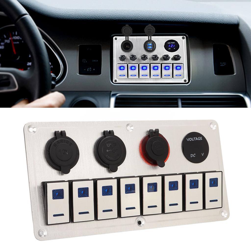 Панель тумблеров 8 клавиш 12-24В 5 контактов синяя подсветка тумблер вкл/выкл панель переключателей управления светом