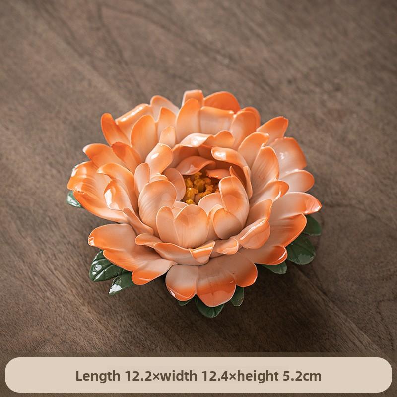 Имитация ручной лепки пион фарфоровый цветок керамический нитевидный благовонный держатель благовонная вставка чайная церемония настольный декоративный