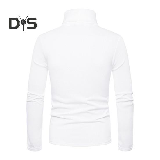 Spring Autumn Men Fitness Top Slim Fit High Collar Stretchy Long Sleeves Solid Color Pullover Fitness Sport Top Winter Bottoming Clothes