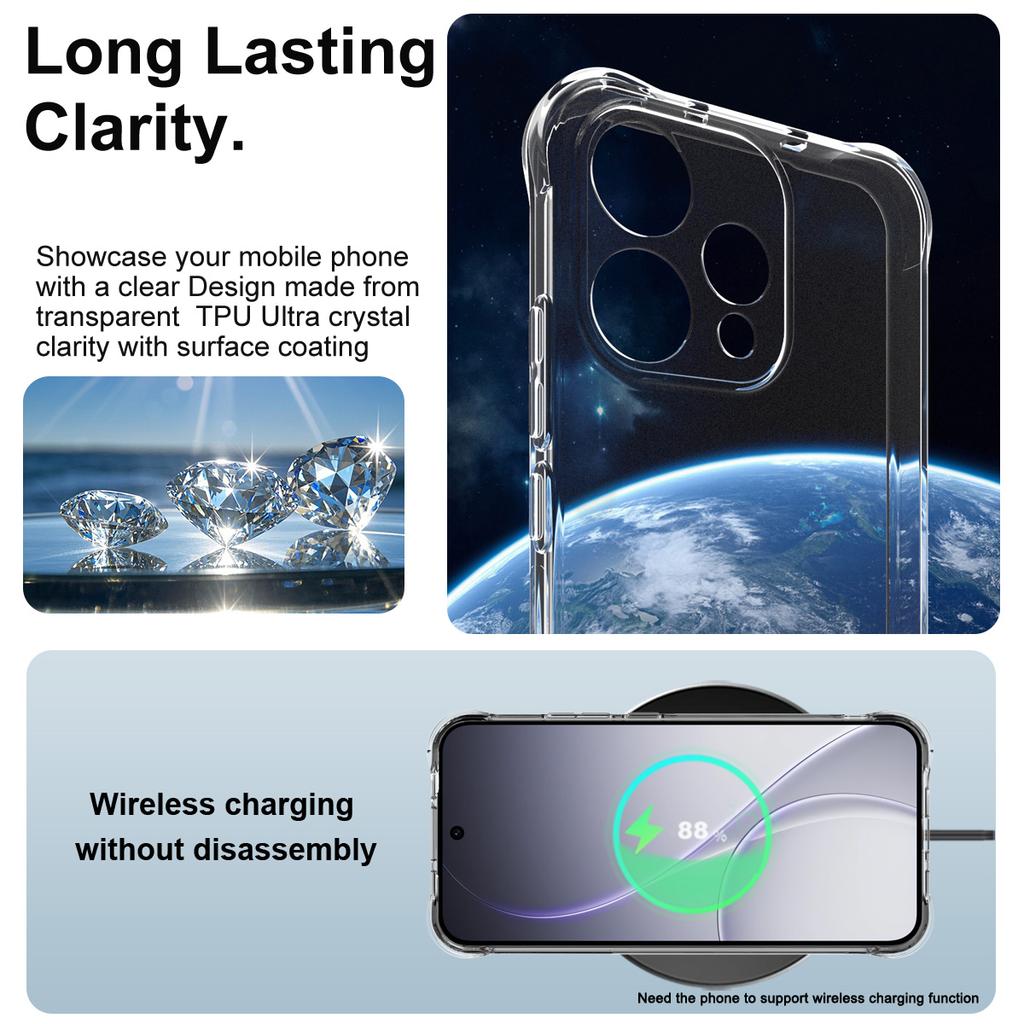 IMAK Для Oppo Reno15 5G (Глобальный)/Reno15c 5G (Китай) Чехол TPU для телефона с защитой от ударов подушками безопасности