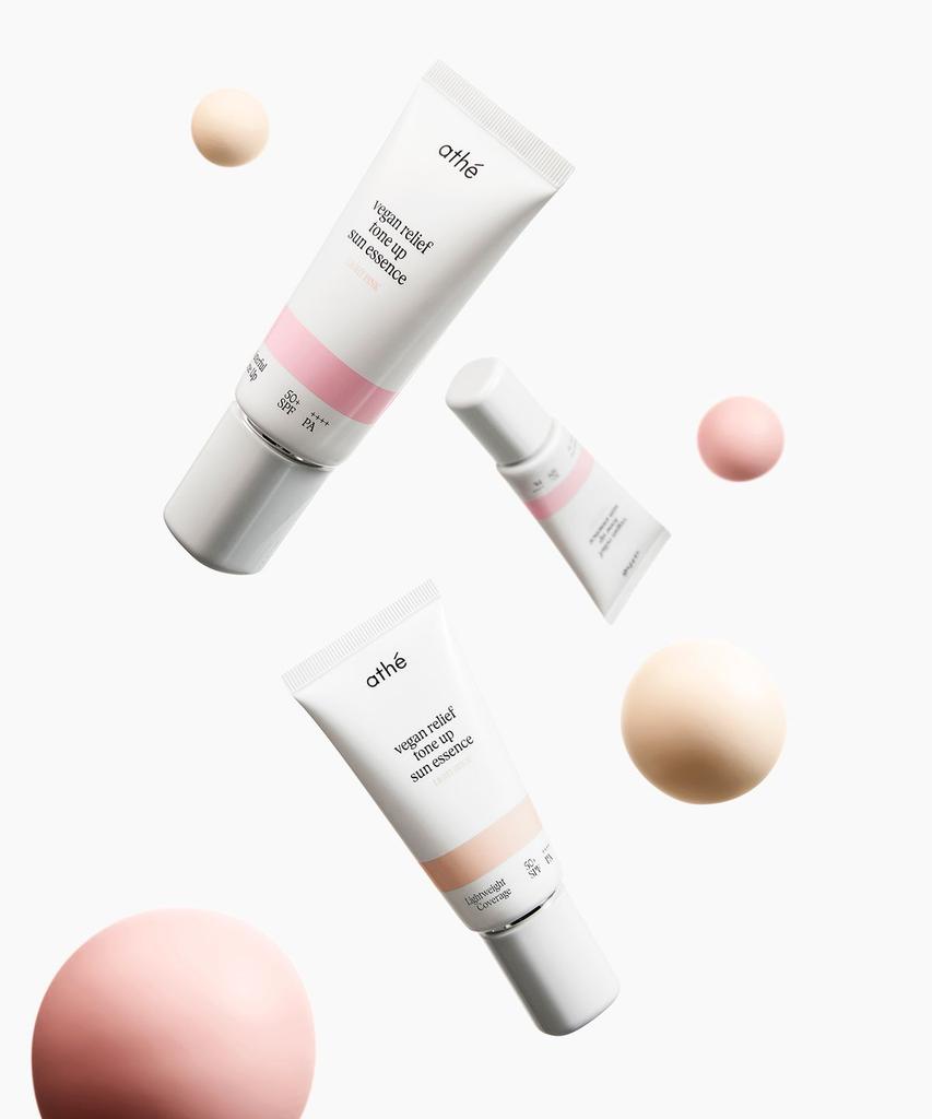 Vegan Relief Tone-Up Sun Essence 50ml SPF50+ PA++++ Light Pink / Light Beige (Select 1)