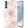 Protective Case - BOOLING - for Samsung Galaxy S25 Plus - Pink Marble Pattern - Shockproof - With 360° Ring
