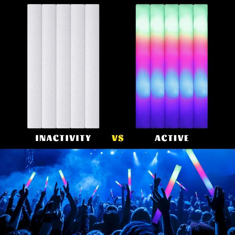 30 шт. светодиодных светящихся палочек оптом, красочные RGB светящиеся пенопластовые палочки, темный свет для Рождества, дня рождения, свадьбы, вечеринки, принадлежностей