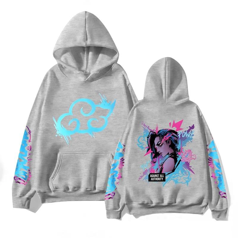 Y2k Arcane Jinx Милая толстовка с капюшоном с принтом аниме Harajuku Kawaii Длинные рукава Мультяшная флисовая одежда Moletom Fashion Толстовки и свитшоты для женщин