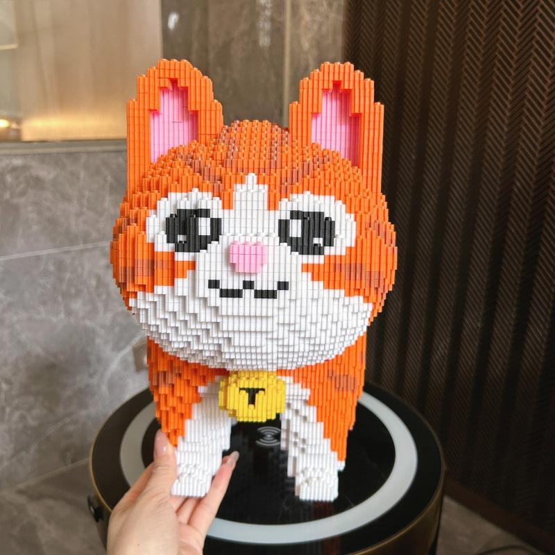 42 см Кавайный Кот, Строительные Блоки, Игрушки для Сборки, 3D Пазл-Украшения, Декор для Дома, Креативная Игрушка-Конструктор, Праздничные Подарки