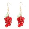 Sweet Retro Red Grape Earrings Female Fresh Summer Theme Fruit Design Dangling Drop Earrings Girls Versatile Fashion Accessories