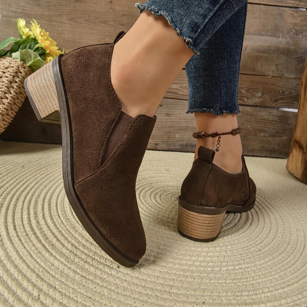 Модная женская обувь больших размеров 36-43 код Весна Осень Острый носок Толстый каблук Туфли-лодочки Простая подошва Повседневная обувь