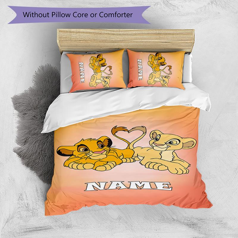 3pcs Lion King3 Cover Set - Personalized Name, HD Printed Bedding with 1 Cover and 2 Pillowcases - Perfect for Home Decor, Easy Care