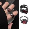 Adjustable Opening Irregular Red Crystal Heart Rings for Women Party Finger Ring Creative Jewelry Gifts