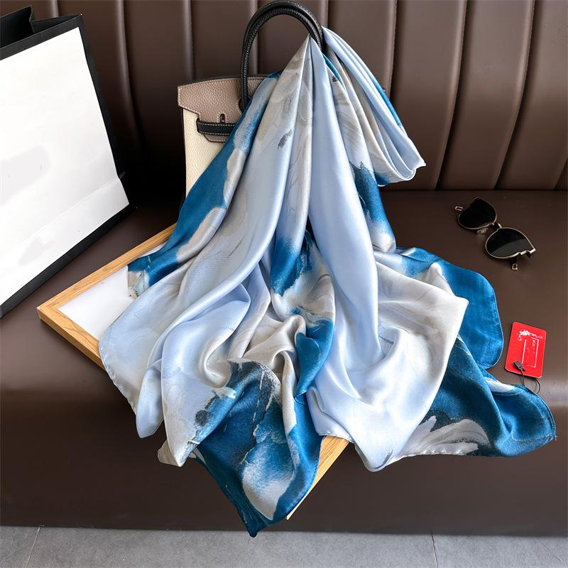 New Four Seasons Available New Silk Large Size Thin Outer Wear Neck Protection Scarf Sunscreen Warm Beach Towel For Women