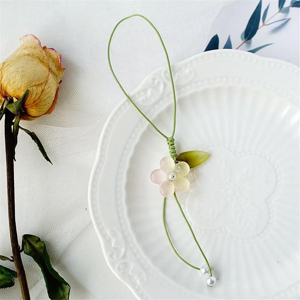 Tulip Flower Cell Phone Rope Keychain Pendant Phone Case Strap Phone Charm Tele Phone Acc Anti-Lost Lanyard Hanging Cord Jewelry