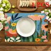 4/6pcs Rectangular Placemats - 12X18 Inch Pastoral Style Floral Print Heat-Resistant Table Mats