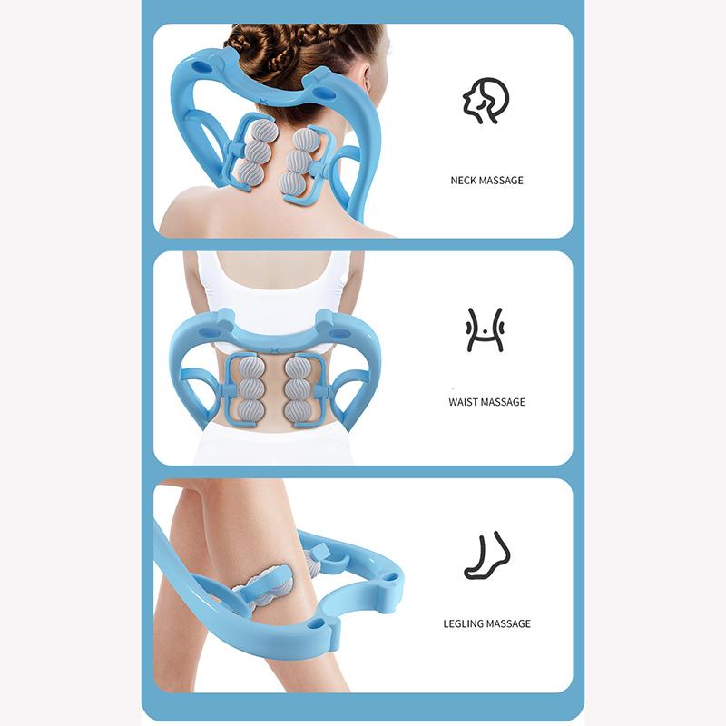 6 роликов, массажер для шеи, ручной массажер для шеи и плеч, шейный отдел позвоночника, разминающий массаж, физиотерапия, релаксация тела, облегчение боли, инструмент для массажа здоровья
