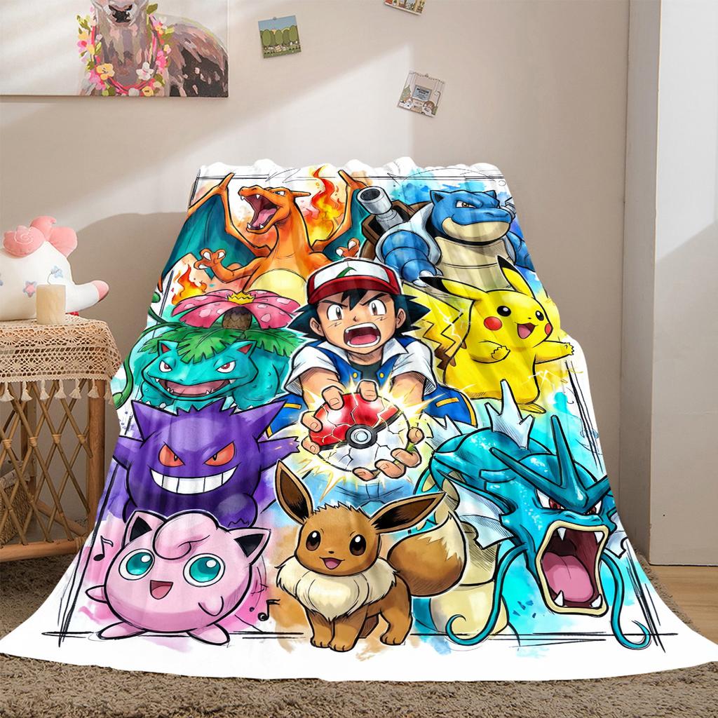 Pokemon Anime Versatile Travel Blanket Compact Suitable for Office Nap & Outdoor Camping LXR130