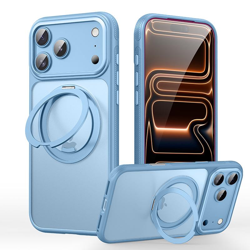 360° Rotation Ring Stand Magnetic Case For iPhone 13 14 15 16 17 18 Pro Max Matte Military Shockproof Armor Cover For Magsafe