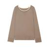 Womens Long Sleeve Crew Neck Striped Knit Sweater Casual Layered Top 2026 Fall