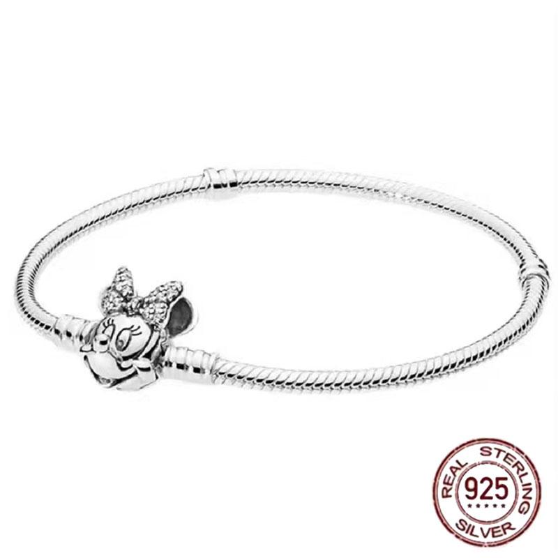 1/100 S925 silver heart crown snake bone bracelet women fashion jewelry DIY bracelet gift for her