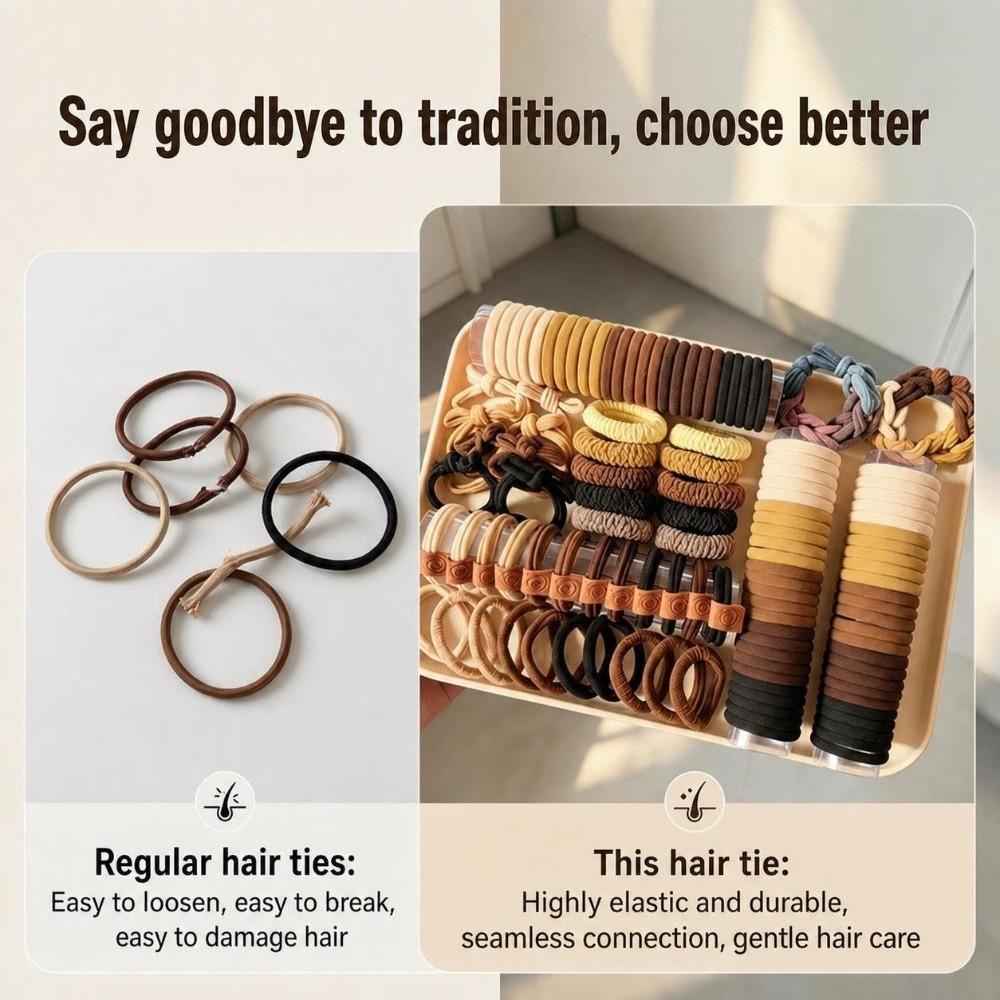 137Pcs Seamless Design Hair Bands Non-Damaging Ponytail Holders Fashion Hair Ties For Women
