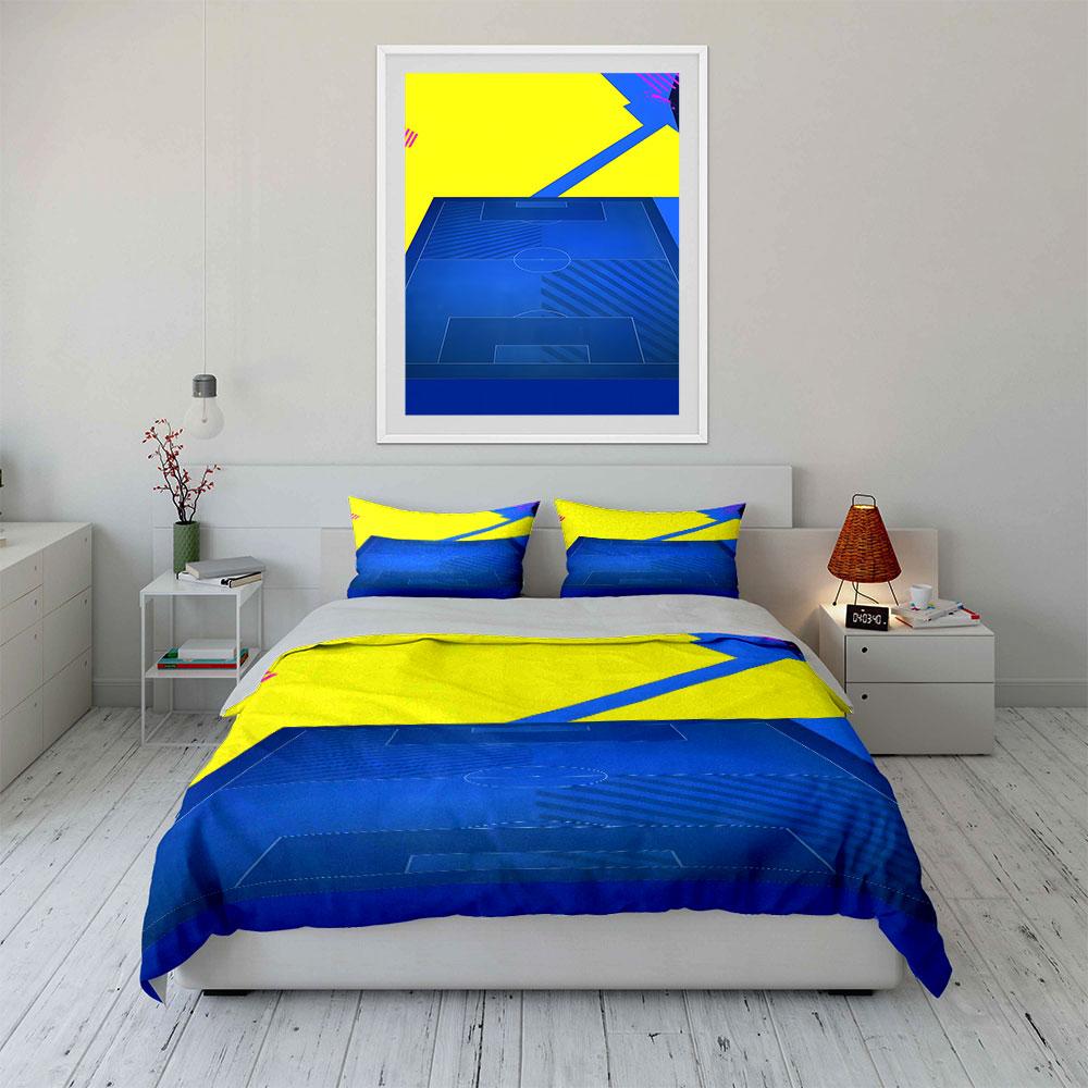 Yellow, blue, geometric design. Bedding sets Duvet cover sets Duvet covers Pillowcases(1 * Duvet Cover 2 * Pillowcases, without duvet insert)