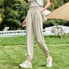 Fashion Loose Women Pencil Pants New Drawstring Plus Size Casual Thin Trousers Spring Autumn Solid Color Sunscreen Waistband Sports Cropped Pants 949