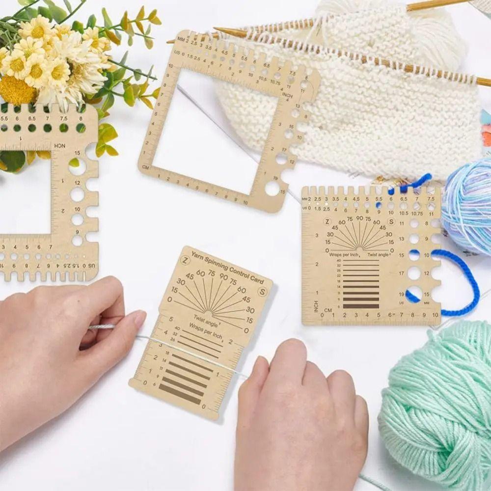 Square Knitting Gauge Ruler Handmade Crochet Hooks Ruler  for Spinners Yarn Measuring Tools