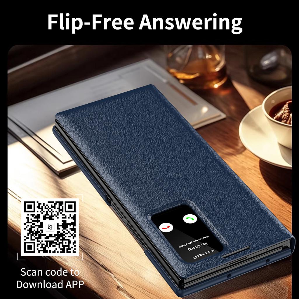 For Samsung Galaxy Z TriFold 5G Case with Card Holder Smart View Window Leather Phone Cover