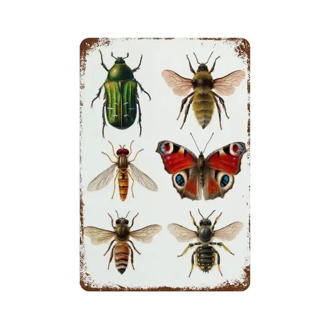 Vintage Butterfly Insect Plant Collection Chart Metal Tin Sign Retro Aesthetic Art Decor for Living Room Wall Home Decor Poster