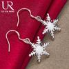925 Sterling Silver Snowflake Pendant Piercing Earrings Fashionable Wedding Jewelry