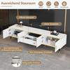 TV Schrank, 4 Fächern 1 Schublade Offenes Fach, Moderner Lowboard 90 Zoll TVs, TV Board Sideboard Möbel Wohnzimmer Esszimmer, 200x40x46cm, Weiß