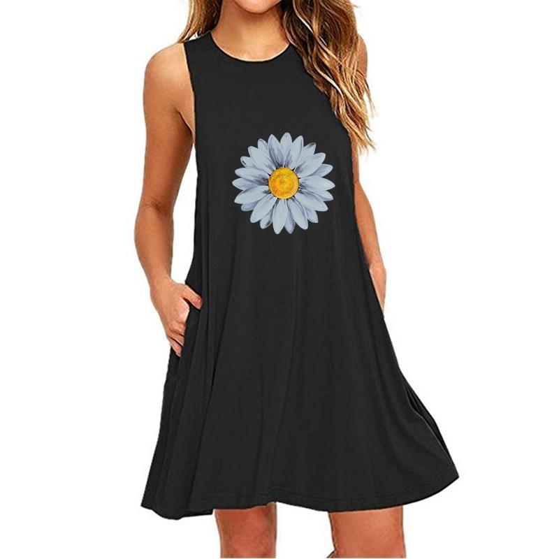 QICED Fashion Summer Spring Sleeveless  V-Neck Casual Dresses