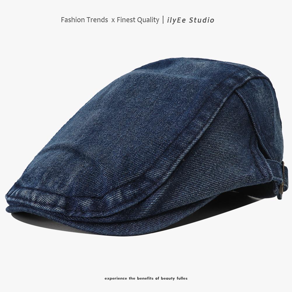 New Designer Washed Denim Beret Hat Men Women Solid Color Vintage Newsboy Cap Adjustable Casual Cotton Flat Visor Cap Flat Hat