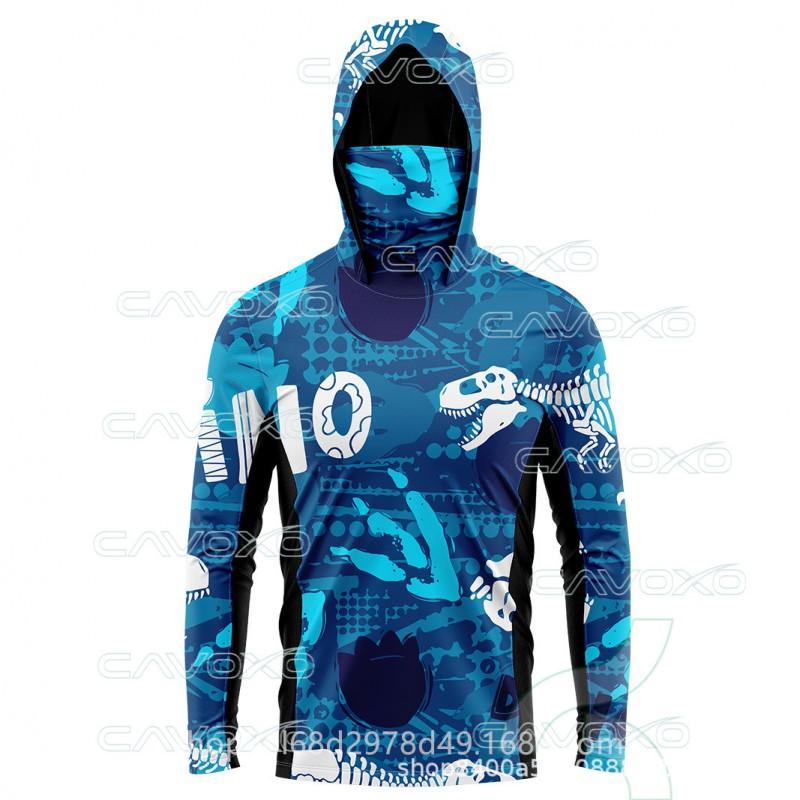 Quick-Dry Bamboo Fiber Fishing Shirt With Hood Face Cover Lightweight UV Protection Long Sleeve Outdoor Angling