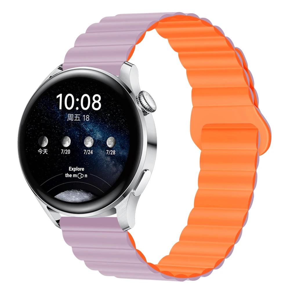 Силиконовый ремешок с магнитной петлей для Samsung Galaxy watch 6 5 pro 4 Classic active 2-звенный браслет huawei GT 2-2e 3-4 ремешок 20 мм 22 мм
